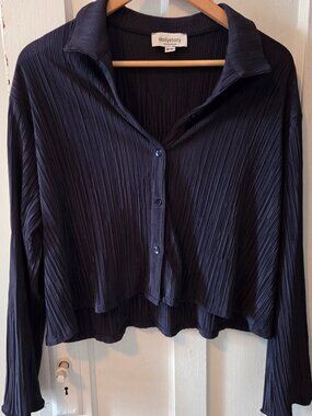 Dailystory Navy Pleated Shirt